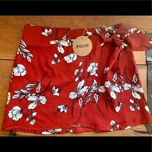 Vici Essue floral faux wrap skirt in rust NWT
